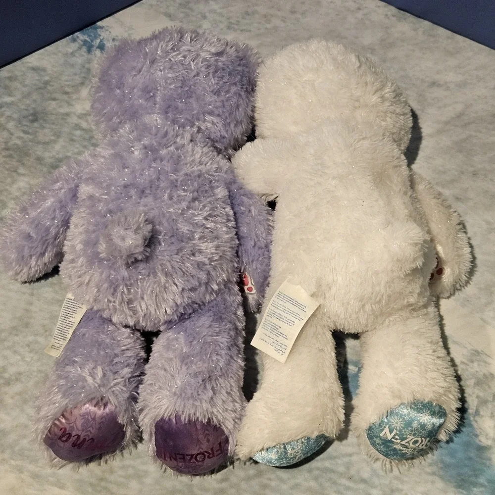 Disney Frozen Anna Elsa Build A Bear Plush Teddy Bear Pair BABW